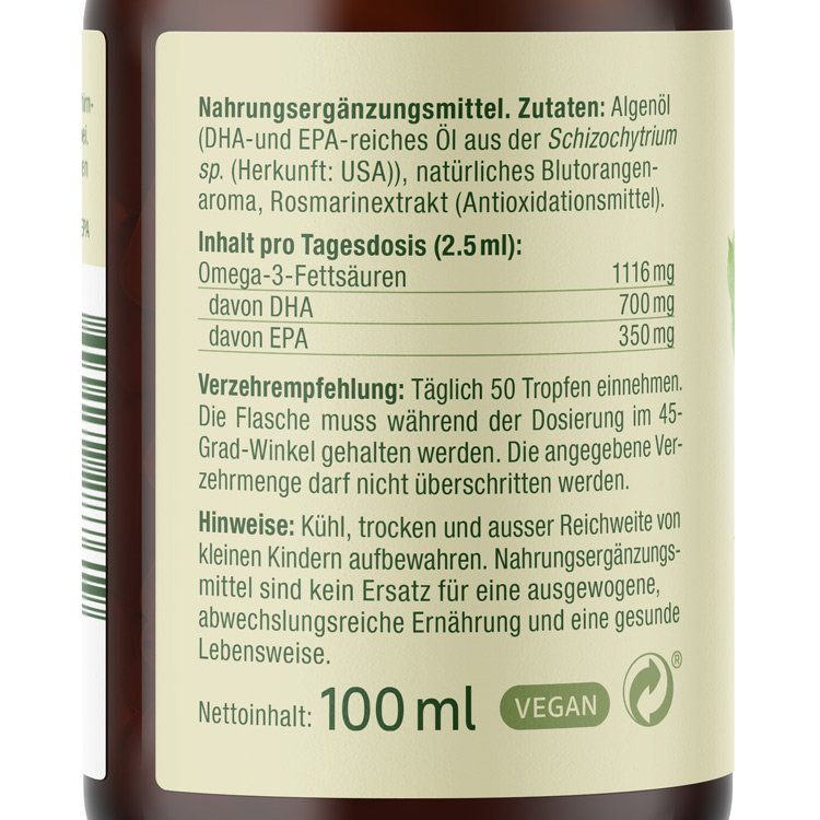 Omega 3 Fluid Algenöl Mit Epa And Dha 50 Ml Myfairtrade