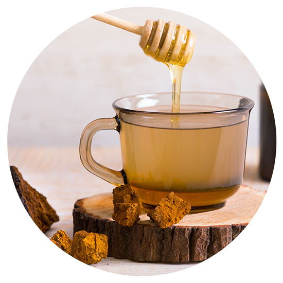 Tasse Chaga-Tee mit Honig